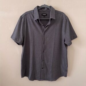 Express Men's Gray Short Sleeve Shirt (L)